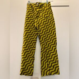 Maeve Anthropologie yellow wavy pants